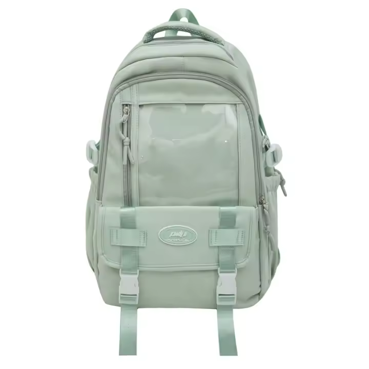 Mochila para niñas, Color sólido, nueva moda bonita, bolso para estudiantes de secundaria, mochila de nailon de gran capacidad - 1