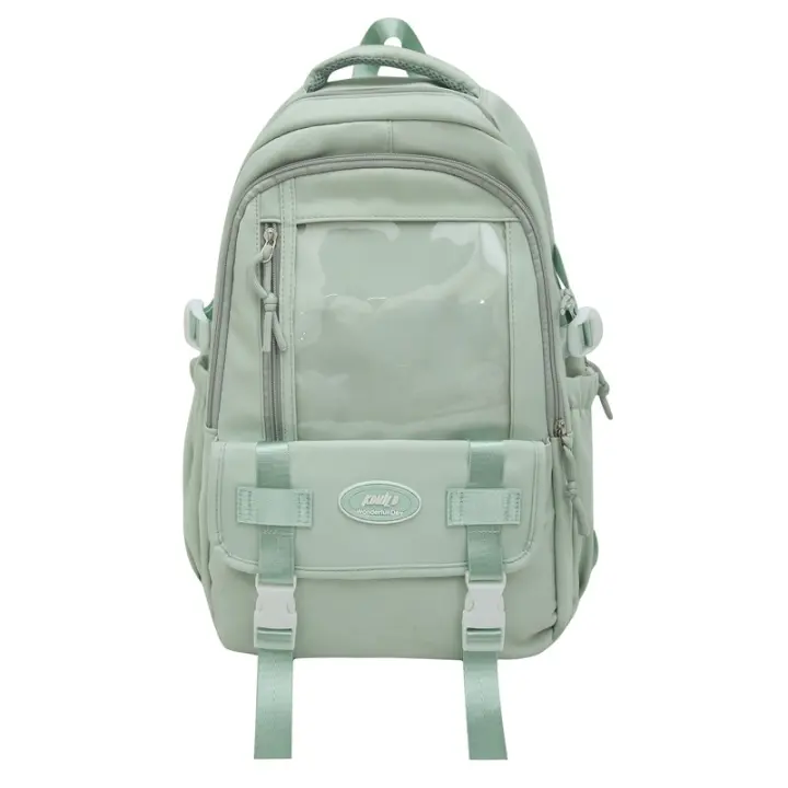 Mochila para niñas, Color sólido, nueva moda bonita, bolso para estudiantes de secundaria, mochila de nailon de gran capacidad - 1