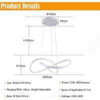 Lampara Colgante Lámpara Comedor Moderna Lampara Colgante Dimmable Altura Ajustable Lámpara Colgante Lampara de Techo Lamparas Techo Colgantes para Comedor Cocina Dormitorio Salon (Blanco 70cm) - details 24