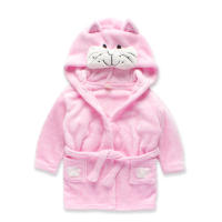 Albornoz de dibujos animados para niños, pijamas de franela de manga larga con capucha, ropa de casa para bebés - details 4
