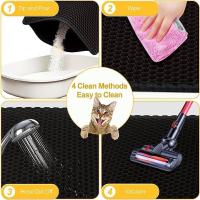COTTECOTA-Tapete de arena para gatos 40x50 cm Alfombrilla Lavable Mantel de arena para gatos Diseño de panal de abeja bonito tapete impermeable fácil de limpiar, mantel individual para alimentos y agua, lavable para gatos, Tapete para gatos antideslizante - details 1