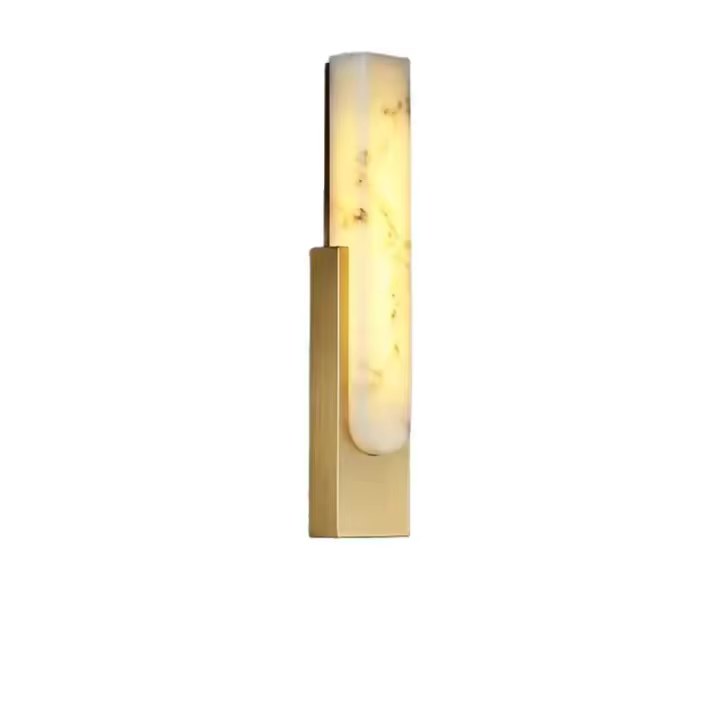 Aplique de pared de mármol de imitación, lámpara de pared moderna de resina LED de 3 colores de 12W, accesorio de iluminación de pared dorado de 19 "para sala de estar, dormitorio, pasillo, interior - 1