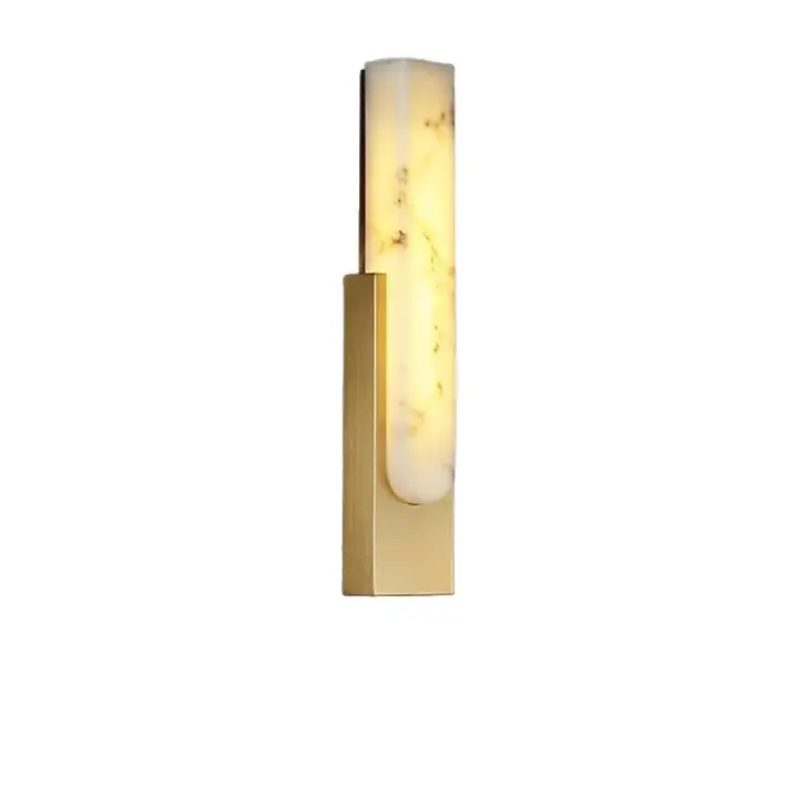 Aplique de pared de mármol de imitación, lámpara de pared moderna de resina LED de 3 colores de 12W, accesorio de iluminación de pared dorado de 19 "para sala de estar, dormitorio, pasillo, interior - 1