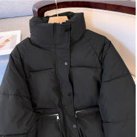 Women short thick cotton padded puffer jacket winter stand collar zipper basic coat outwear - details 16
