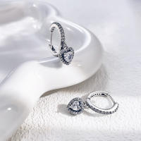 Pendientes de aro para mujer, de Plata de Ley 925, amor romántico, pendientes de aro con dije en forma de corazón para mujer, pendientes, regalos de joyería - details 6