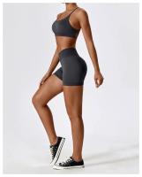 Shorts de Yoga de Cintura Alta Ajuste Ajustado para Abdomen y Cadera Material de Nylon - details 11