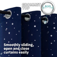 Juego de 2 paneles de oscurecimiento de estrellas plateadas, cortinas para niños - details 0