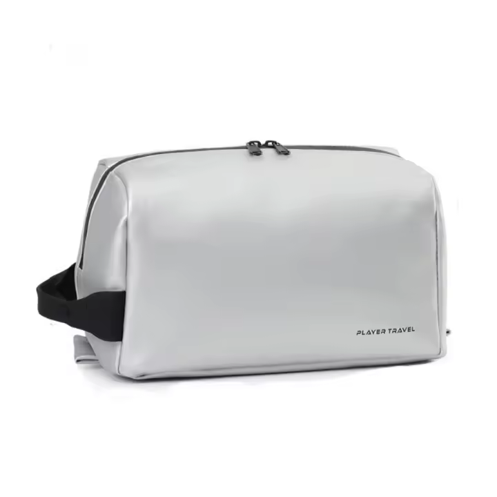 Neceser impermeable para hombre, bolsa de aseo de PU de mano de gran capacidad, bolsa de maquillaje ligera con separación de ropa seca y húmeda, para mujer y hombre - 1