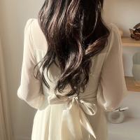 Vestido ceñido al cuerpo de malla elegante para mujer, bata Vintage ajustada para fiesta de cumpleaños, moda femenina coreana Chic, Vestidos de una pieza, ropa para Mujer - details 8