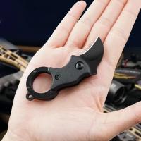 Mini cuchillo plegable para senderismo y acampada, herramientas de supervivencia al aire libre, portátil, de acero inoxidable negro, cuchillo de bolsillo afilado, llavero colgante - details 2