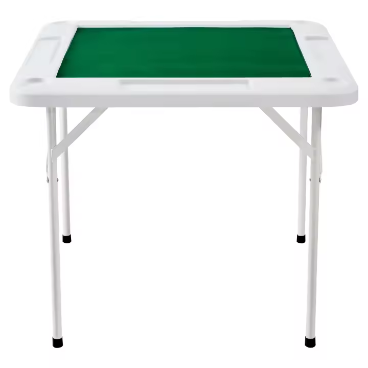 SucceBuy Mesa Mahjong, mesa de dominó plegable para 4 jugadores con tablero verde resistente al desgaste, mesa de cartas cuadrada portátil - 1