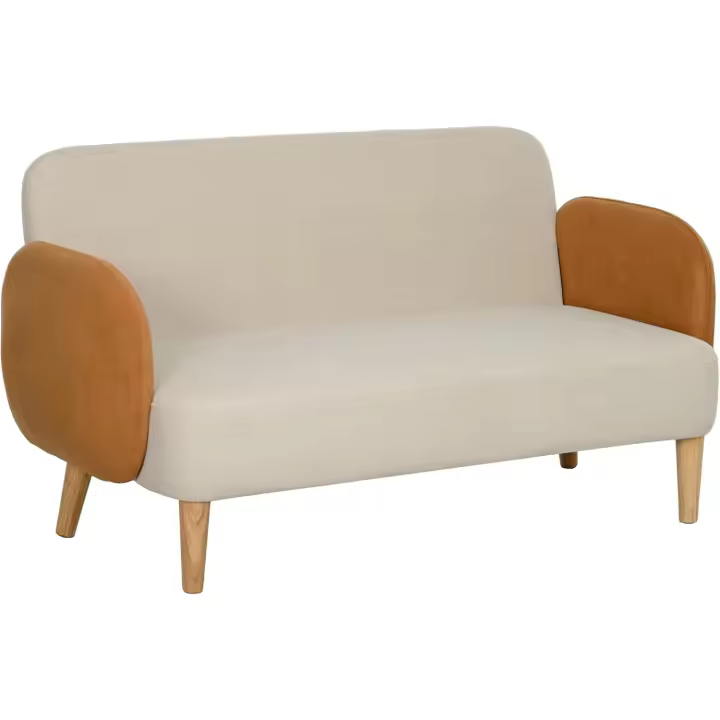 Sofá de Terciopelo Tapizado Estilo Plaza de Salón con Respaldar y Patas de Madera - 1