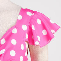 Vestido de fiesta de línea A con cuello en V y estampado de lunares de verano para mujer - details 26