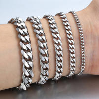 Pulseras cubanas impermeables de plata para hombres, pulseras de cadena de acero inoxidable, regalos para hombres, regalo para papá, él, marido por VintageRoseGallery - details 1