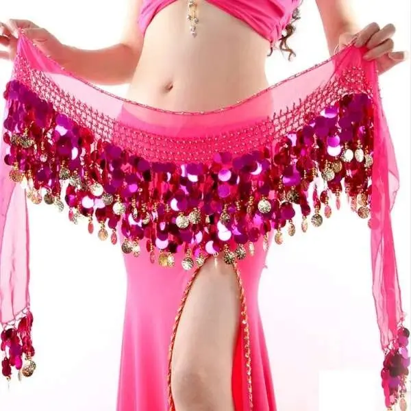 Vestido sexy para mujer, cinturón, flecos de lentejuelas, pañuelo en la cadera, falda, disfraz de baile de Halloween - 1