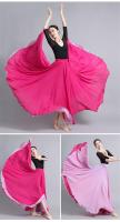 Falda baile gasa flamenca para mujer, faldas largas Color sólido 720 grados, ropa práctica bailarina, falda de estilo chino con - details 10