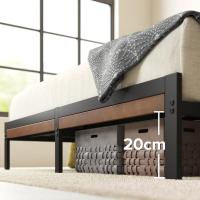 Cama 150x190 cm Altura 23cm plataforma bambú y metal con cabecero y soporte listones acero Marrón y negro - details 2