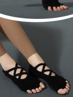 Calcetines de algodón transpirables con espalda descubierta, medias profesionales antideslizantes para Yoga, Pilates, baile, Fitness, deportes, Color sólido - details 39