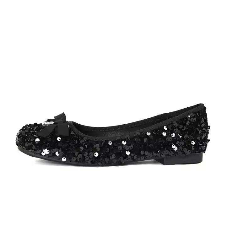 Boca poco profunda cuentas brillantes temperamento de lazo pequeña suela gruesa un pedal zapatos individuales - 1