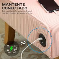Sofá de 2 Plazas con 2 Puertos USB Tapizado en Panal Sofá de Salón sin Reposabrazos con 1 Puerto Tipo-C y Patas de Madera de Caucho Carga 240 kg 110x60x85 cm Amarillo - details 21