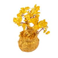 Árboles de riqueza de la suerte de cristal Natural, Mini Árbol de la suerte amarillo creativo, bonsái, árbol del dinero, decoración del hogar - details 2