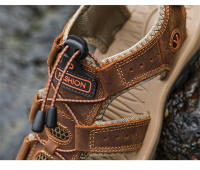 Sandalias de cuero para hombre, zapatos informales antideslizantes para playa y exterior, talla grande 38-48 - details 4