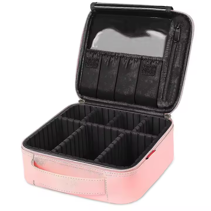 2023 - Bolsa de maquillaje Bolsa de cosméticos de viaje para mujer Estuche de maquillaje lindo Estuche de tren cosmético de cuero grande - 1