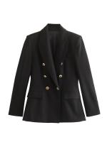 TRAFZA-traje elegante de manga larga para mujer, traje con cuello, Bolsillo falso, decorado, Color sólido, estilo callejero, prendas de vestir exteriores informales - details 29