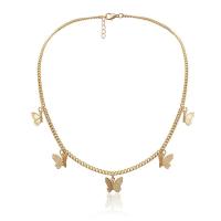 Colgante de mariposa de cristal para mujer, gargantilla de cadena hueca de Color dorado con personalidad, Collar Punk, joyería - details 2