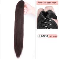 Peluca de cola de caballo con Clip de garra de 20/24 pulgadas, extensión de cola de caballo, Clip en cola de caballo larga y recta, peluca de cola de poni falsa esponjosa - details 13