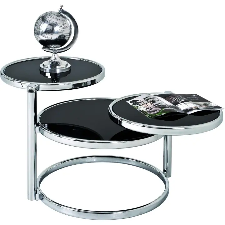 café cromo, Metal, cristal de seguridad - Dim. : AN 58-140 cm x AL 43 cm x P 50 cm, Estilo: Moderno - 1