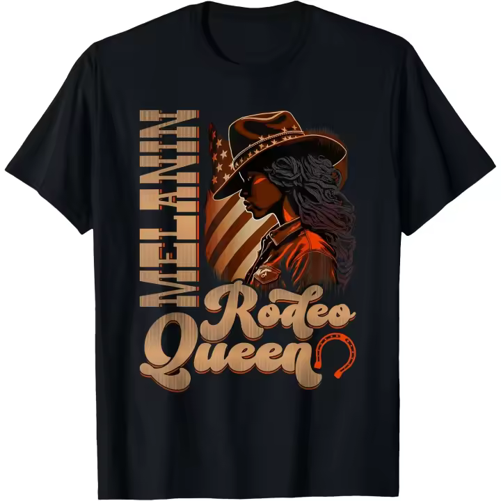 Melanin Rodeo Queen Country camiseta de vaquera afroamericana para hombre - 1