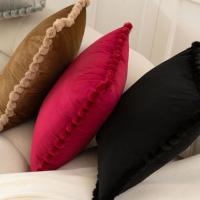Funda de almohada de terciopelo respetuosa con la piel, funda de cojín Vintage de Color sólido, funda de cojines de pelo de conejo de 45x45cm - details 2