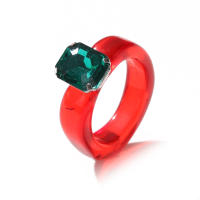 Anillos de resina coloridos de moda 2024 para mujer, anillos acrílicos simples vintage con diamantes de imitación, anillos geométricos de plástico estilo hip hop, joyería. - details 7