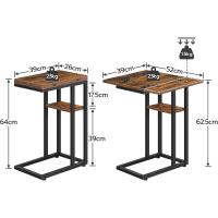 Mesa Adicional de Sofá en Forma de C Plegable Pequeña Mesa de Estilo Industrial con Estante de Almacenamiento Marrón Vintage EBF29SF01 - details 2