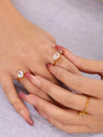 Anillo de Cristal Cuadrado en forma de ZIRCON elíptico de lujo Más ligero Joyas exquisitas para Regalos de Bodas de Novias - details 2