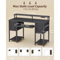 Regleta Enchufes 120x50 cm Mesa Gaming Ornador con Banja para Teclado 4 Cajones Reversibles Gran Soporte Monitor para Estudiar Jugar Trabajar Dormitorio - details 4