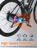 GUNAI GN29 bicicleta eléctrica para adultos 750W bicicleta eléctrica de carretera 48V 15Ah MTB E-bike 29 "bicicleta eléctrica de montaña 50 KM/H velocidad máxima - details 2