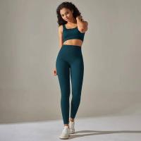 Conjunto de yoga acanalado sin costuras para mujer, ropa de gimnasio, sujetador con elevación, leggings, top de entrenamiento, chándal deportivo, 2 piezas - details 24