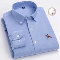 hombre manga larga ropa hombre S~7XL 100% algodón puro Camisa giratoria Oxford de manga larga para hombre Ocio de negocios Bolsillo bordado Slim Fit Estilo de botón Suave Med - details 43