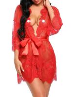 Ropa de dormir erótica transparente con cuello en V, lencería para mujer, Babydoll, disfraz de Tanga, bata tipo kimono, ropa de dormir de encaje, vestido Sexy - details 22