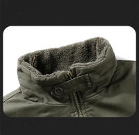 Abrigos de estilo Retro para hombre, Parkas gruesas de lana para exteriores, abrigo con cuello abatible, chaquetas de traje de vuelo sólidas a prueba de viento, invierno, nuevo - details 6