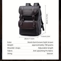Mochila De Cuero PU minimalista Vintage de gran capacidad para viajes al aire libre - details 0