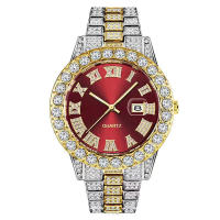 Reloj de hombre estilo hip-hop con esfera grande, calendario y diamantes. - details 4