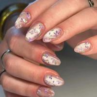 24pcs Uñas Postizas Almendro Rosa Y Nude Para Mujeres Y Niñas Decoración De Uñas Con Lazo Falso De Resina Artículos De Manicura - details 12