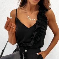 Blusa De Verano Para Mujer Con Cuello En V Y Volantes Camisas Sexys Sin Mangas Para Oficina Ropa Casual De Hombros Descubiertos Para Damas - details 5