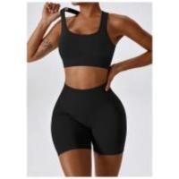 Yoga 2 Piezas Conjunto Deportivo Conjunto De Yoga Súper Elástico Inconsútil Tank Con Abertura Con Shorts Con Glúteos - details 9