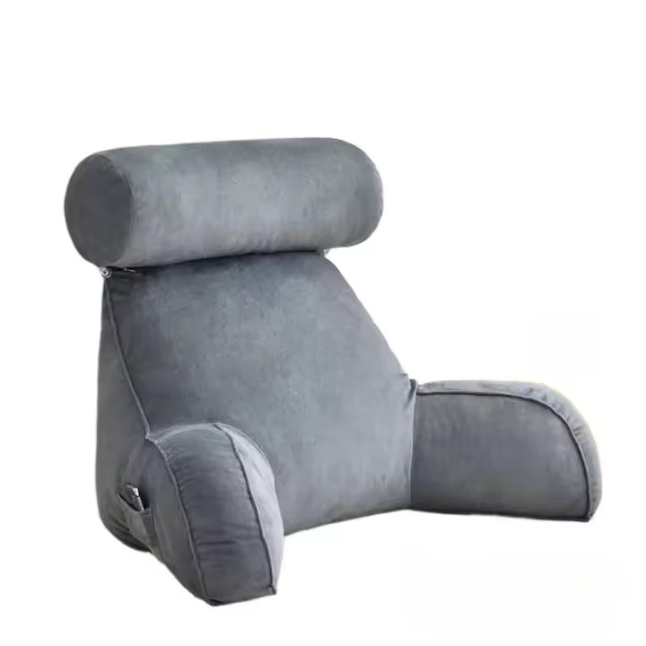 Almohada de Espalda Grande para Adultos Almohada de Lectura Desmontable con Bolsillos Laterales y Cuello 75*40*40cm Ropa de Cama y Baño - 1