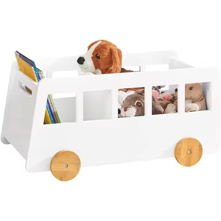 Caja Baúl de Almacenamiento para Juguetes con Ruedas Organizador de Juguetes y Libros con 2 Secciones 68 x 43 x 33 cm - 1