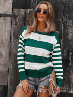 Suéter empalmado a rayas para mujer, Jersey de punto a la moda, novedad de otoño e invierno, 2023 - details 14